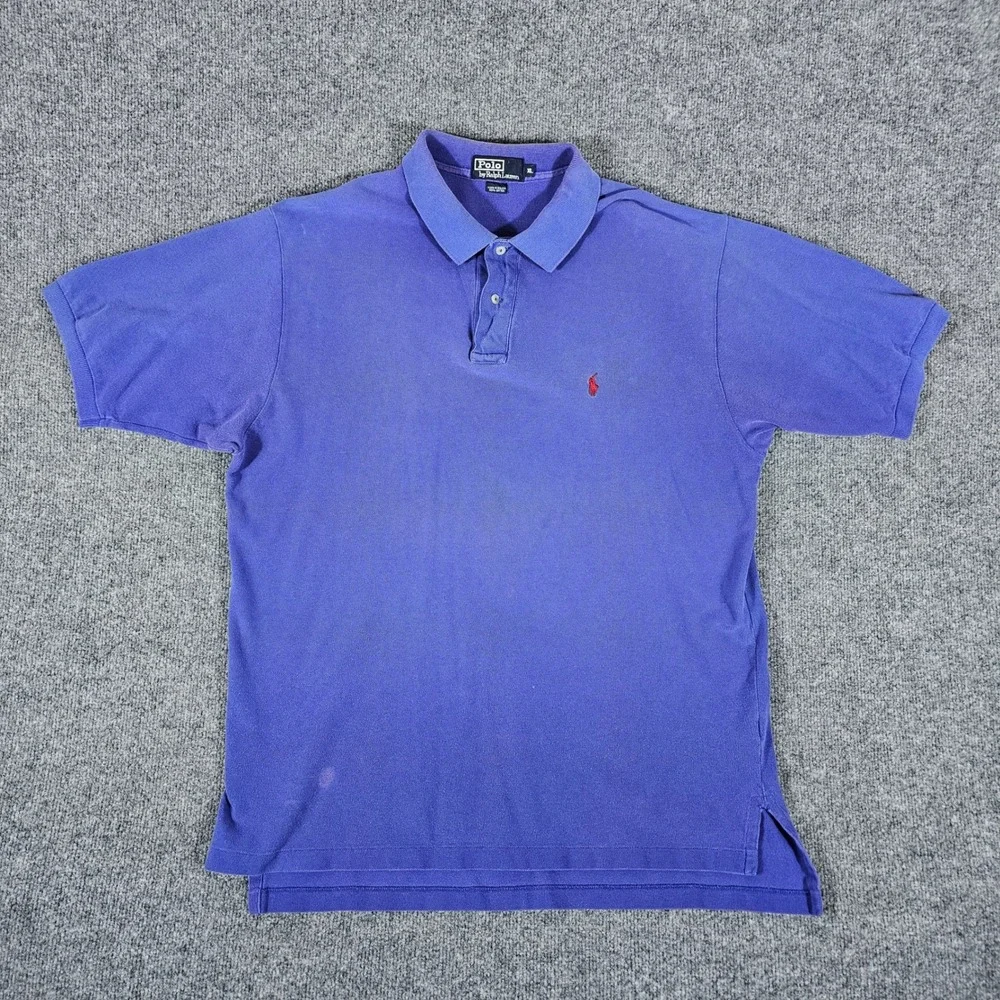 Polo Ralph Lauren Purple Polo Shirt Mens XL Red Pony Logo‎ Cotton Casual Flaw